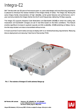 SAF Tehnika Integra E2 Data Sheet